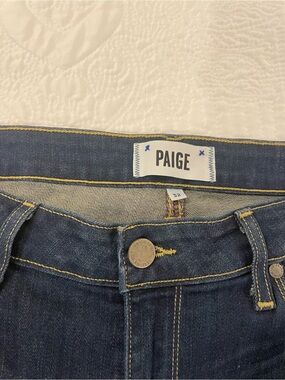 PAIGE High-Rise Dark Indigo Canyon Boot Stretch Jeans